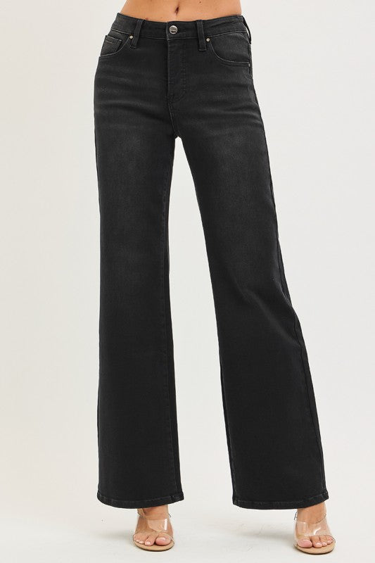 Ryder Black Wide Leg Risen Jeans