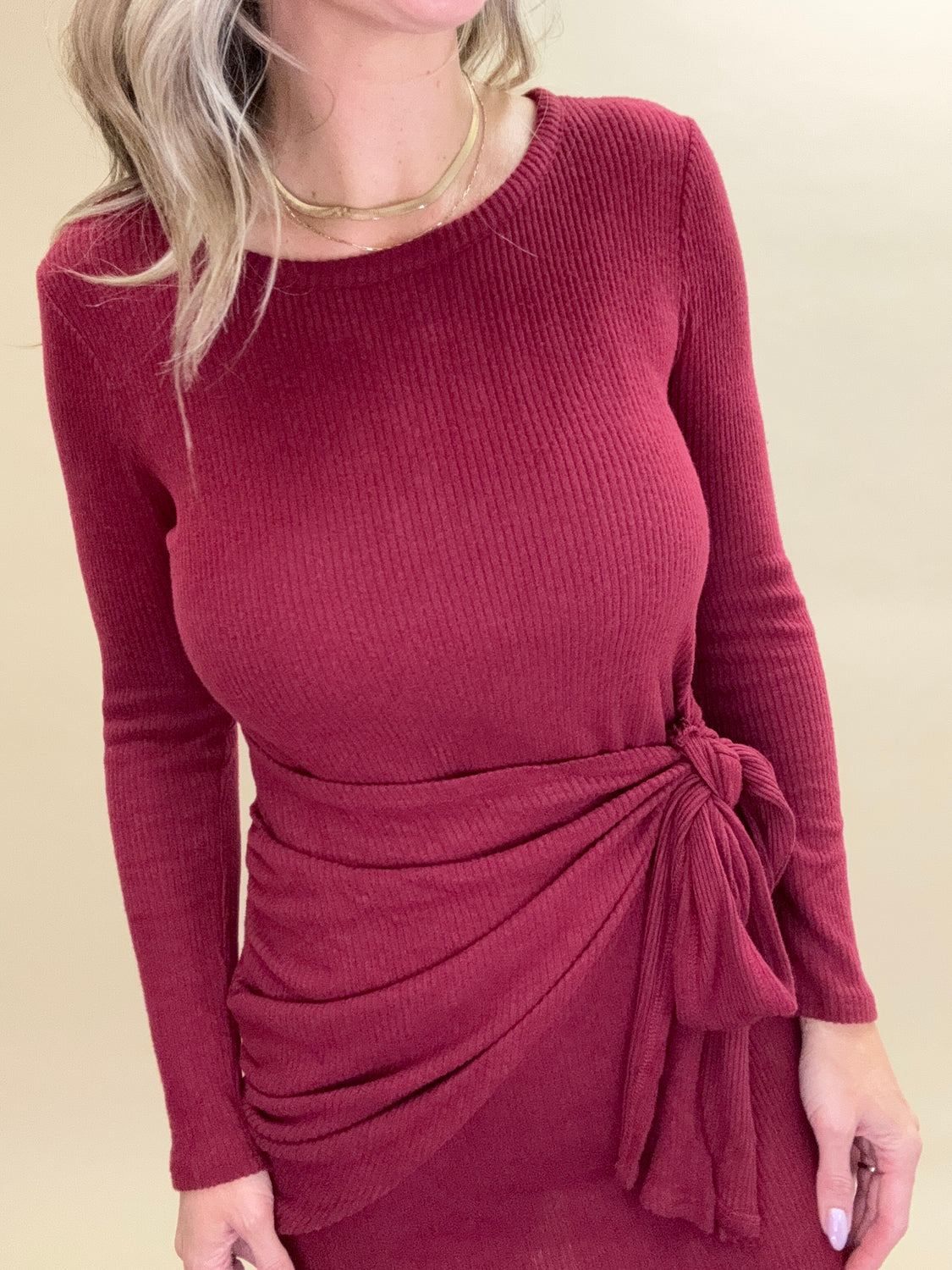 Wrapped Up Wine Sweater Dress