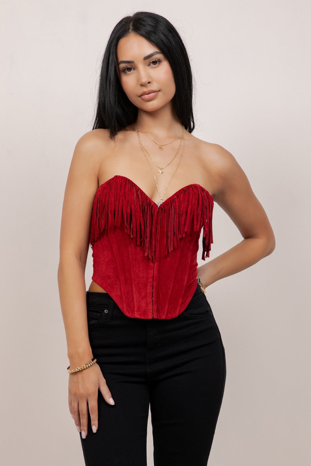 Rowdy Red Fringe Top