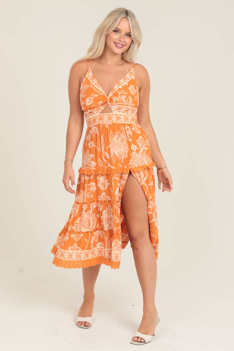 Orange Crush Twist Front Dress