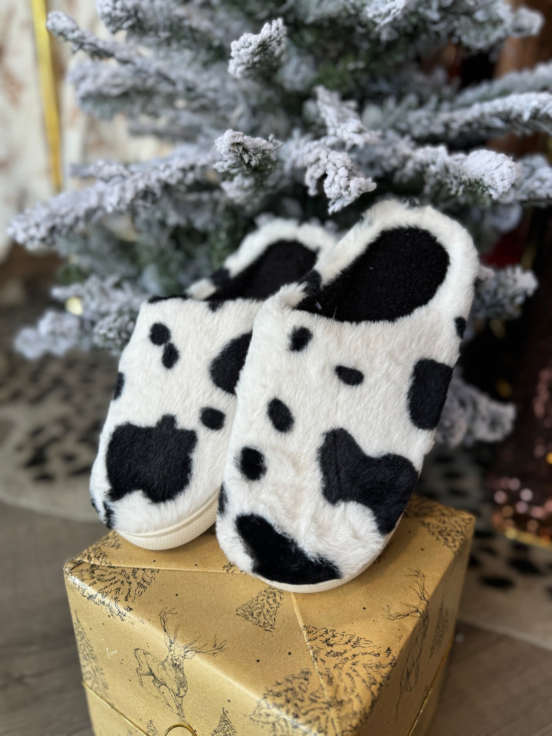 Cow Print Slipper
