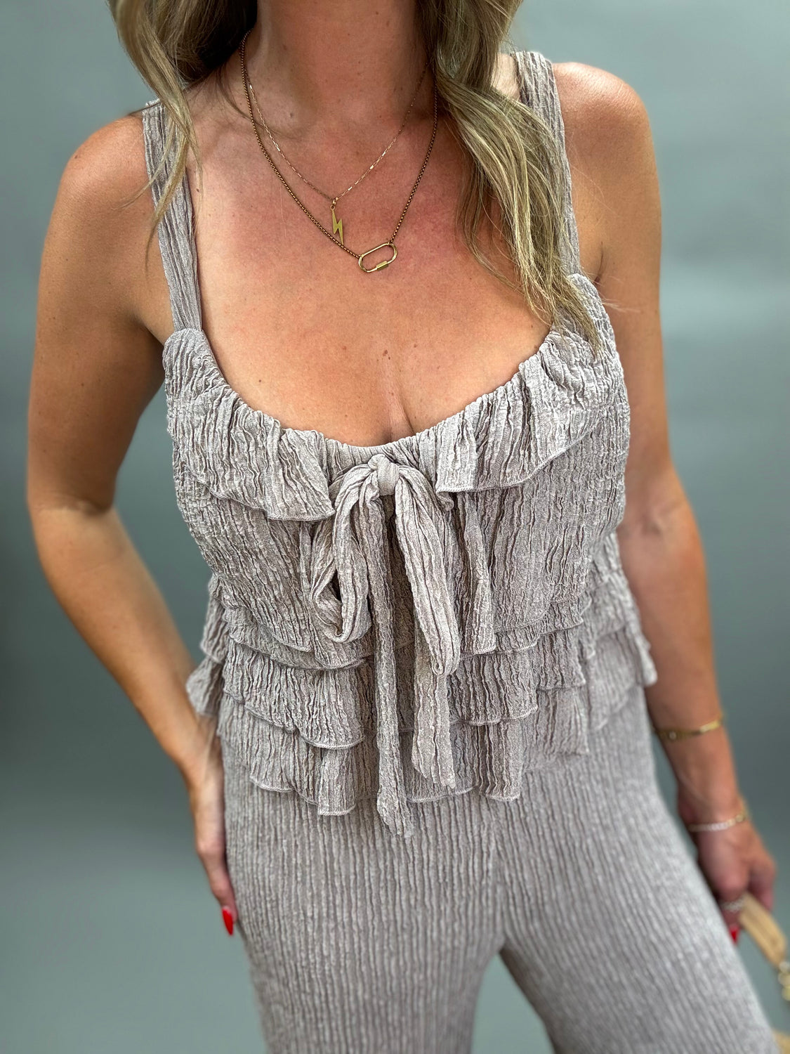 Champagne Ruffle Pant Set