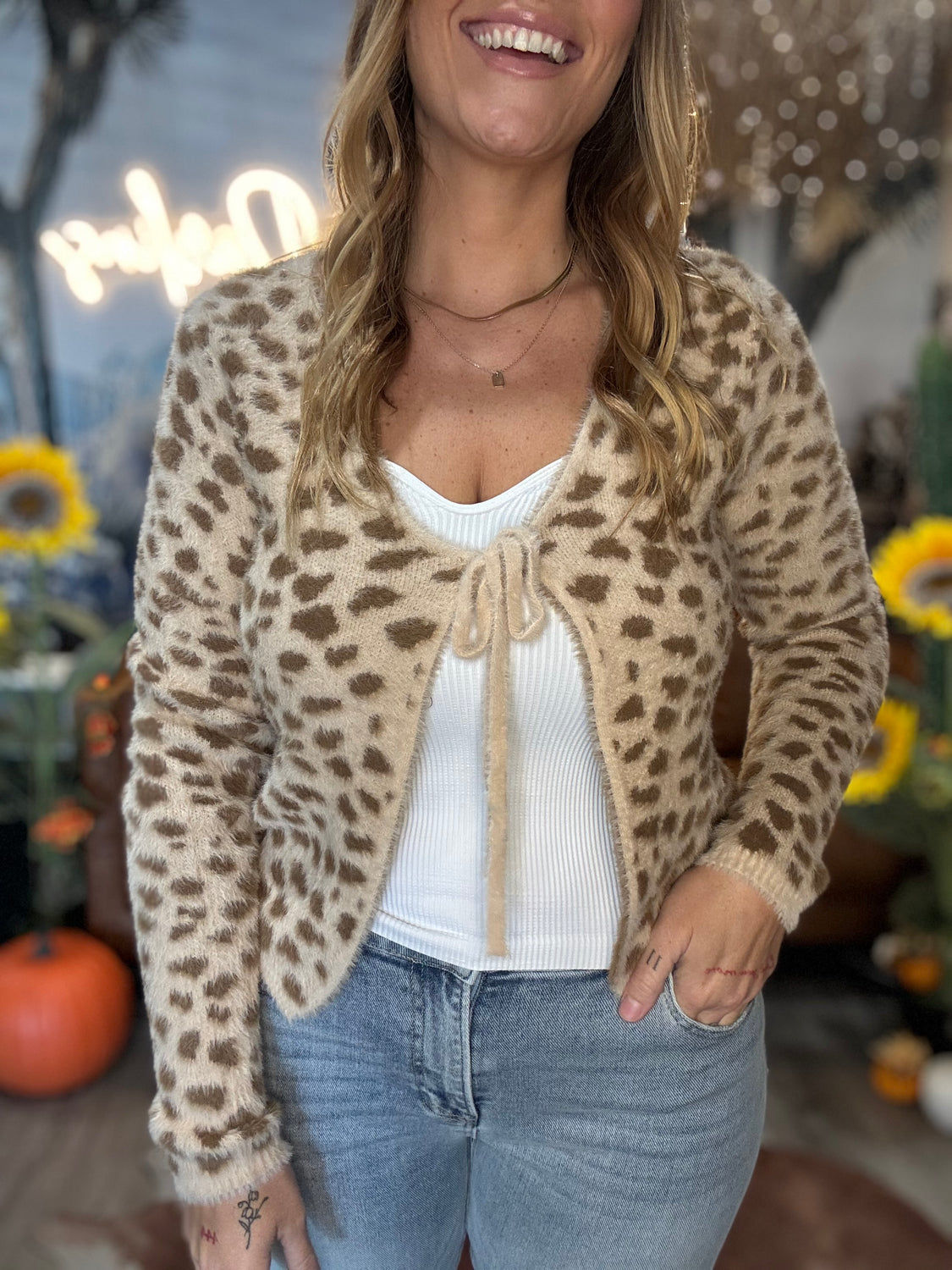 Leopard Love Tie Front Cardigan