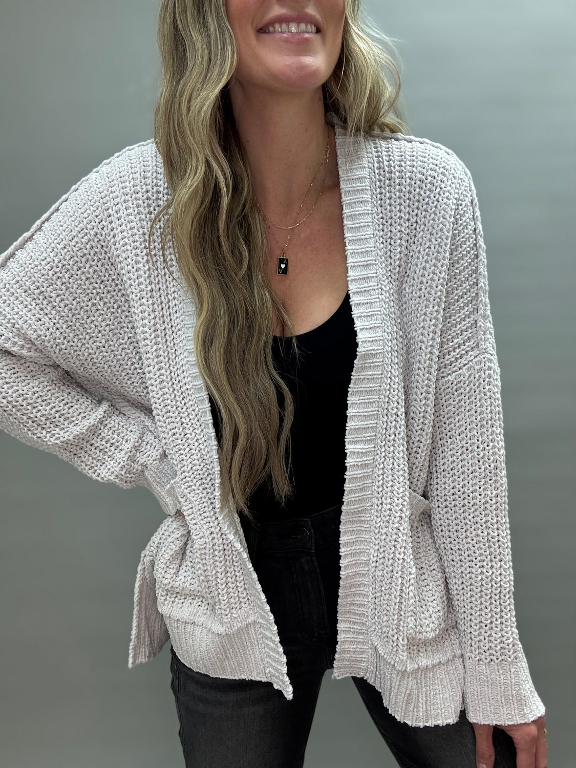 Snow Washed Chenille Cardigan