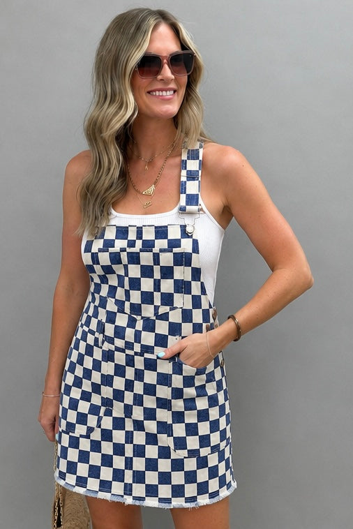 Navy Checkered Overall Skirt