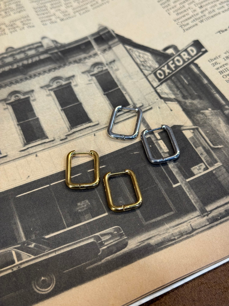 Rounded Rectangle Huggie Earrings