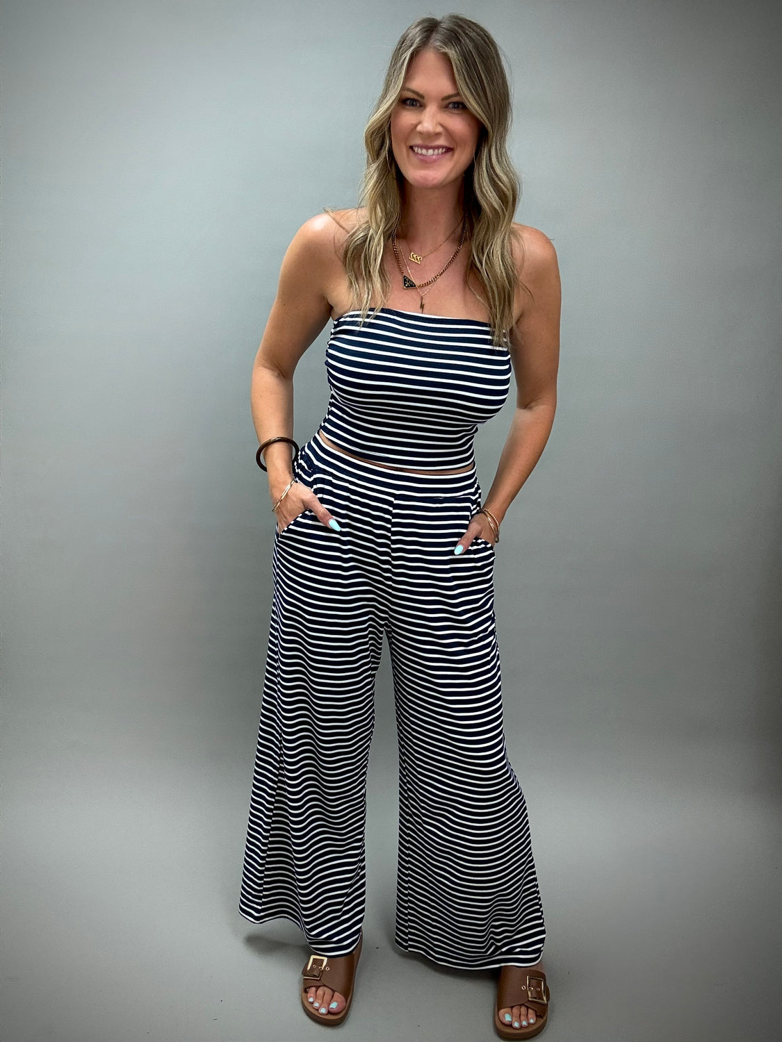 Jersey Girl Navy Stripe Set