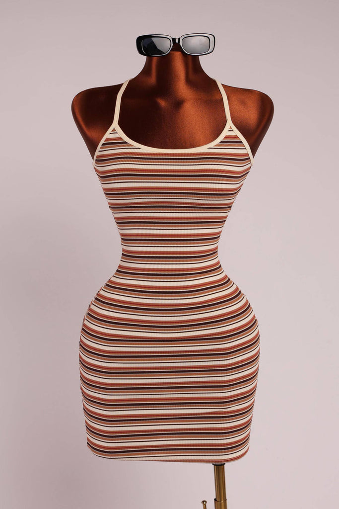 Striped casual mini dress