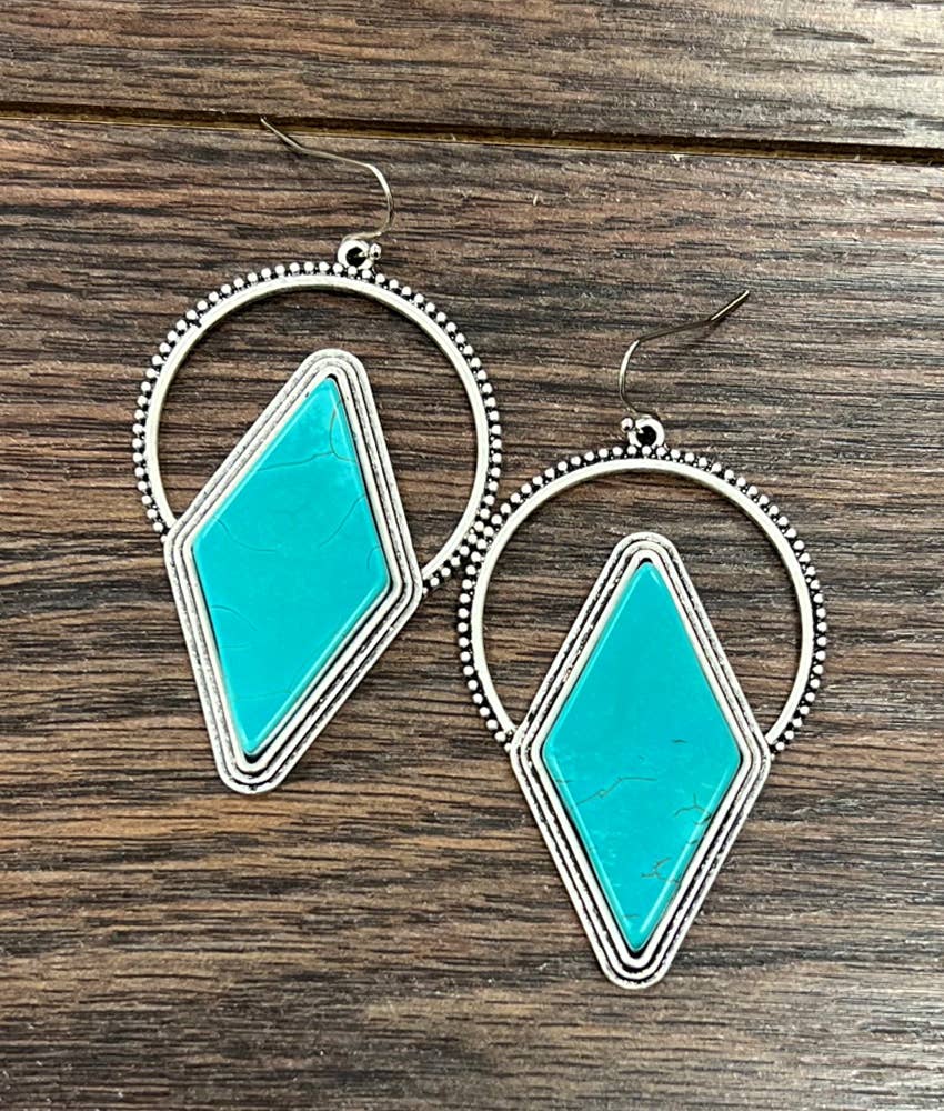 Moon Diamond Turquoise Earrings