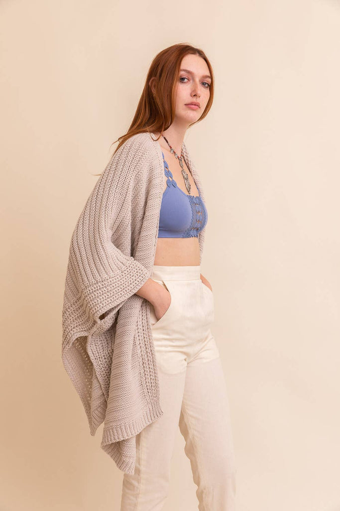 Fashionable Ridged Rib Knit Ruana – Perfect for Autumn 🍁