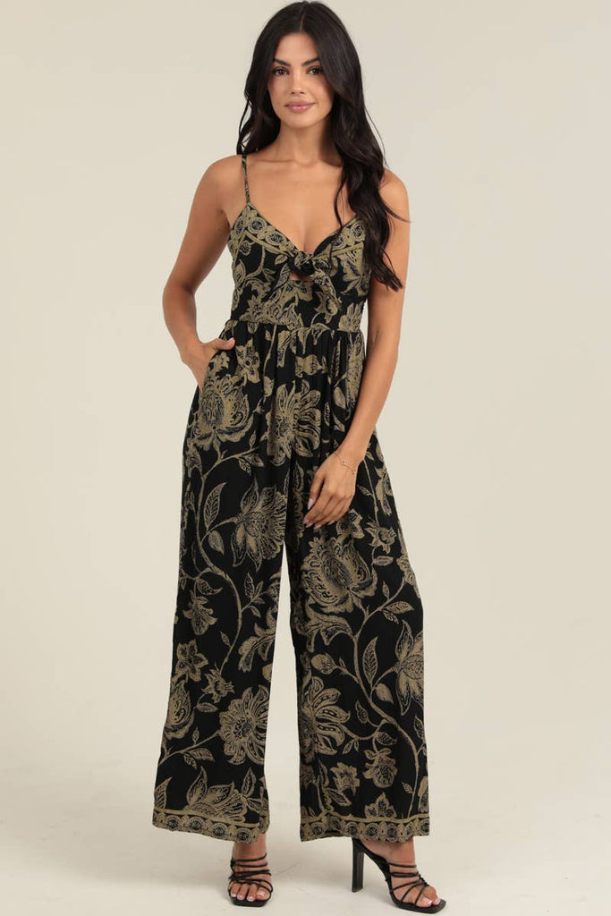 Olive Tie Front Jumpsuit
