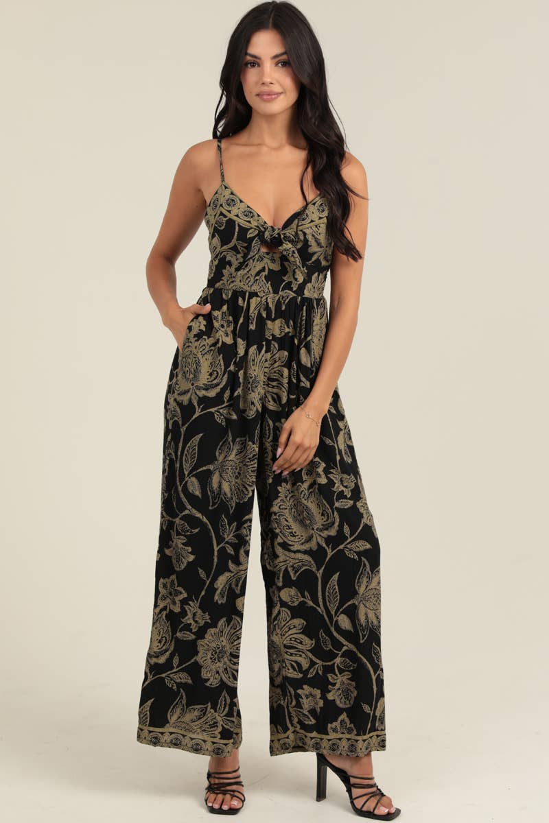 Olive Tie Front Jumpsuit
