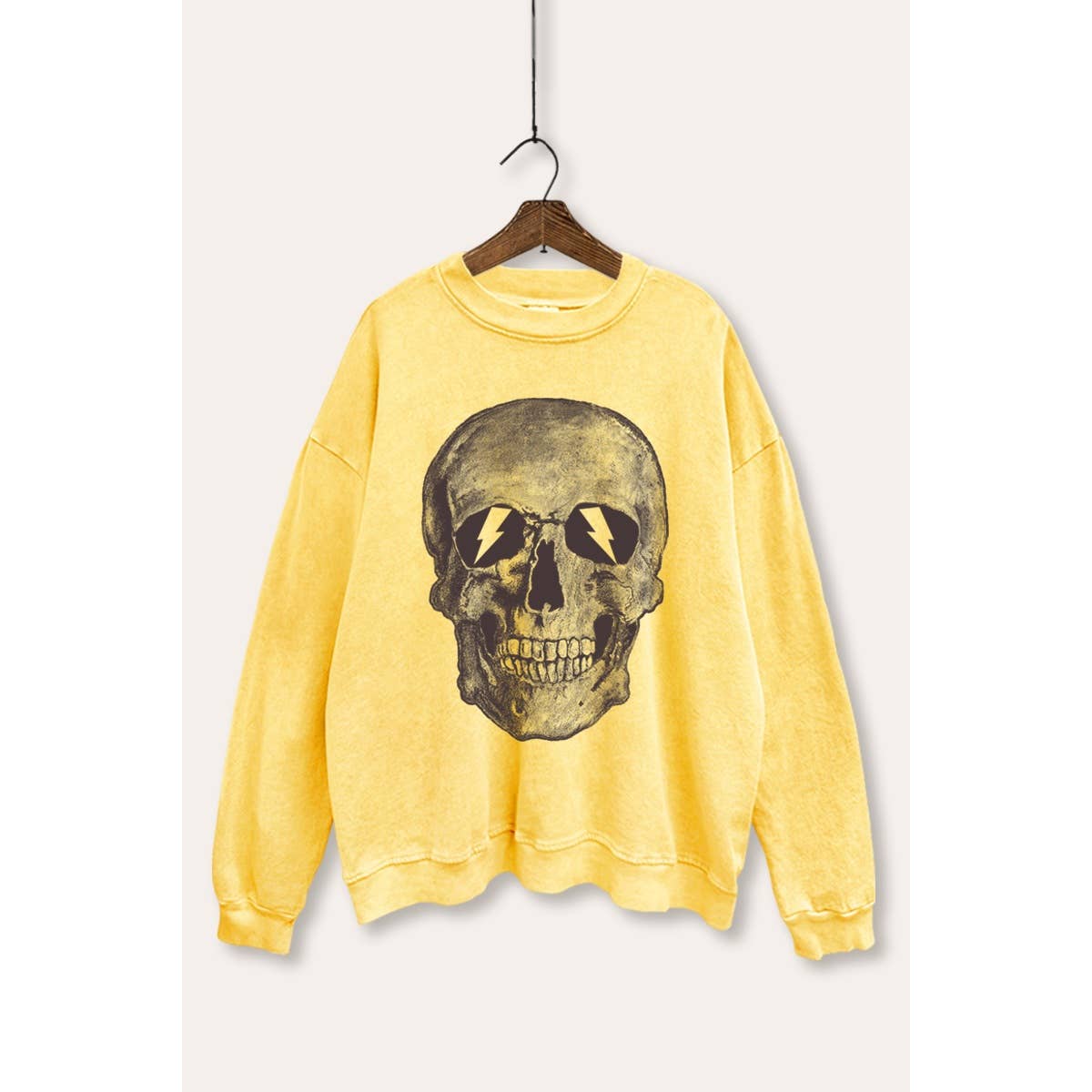 SKULL HEAD GRAPHIC COZY TERRY SWEATER
