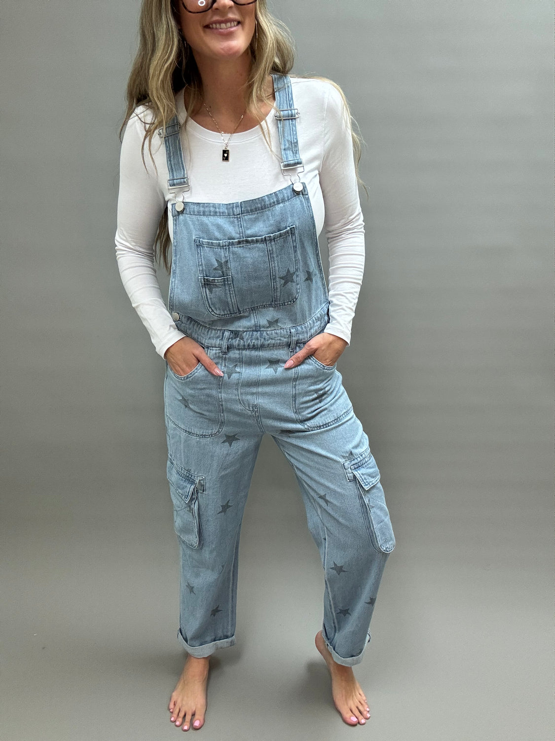 Star Print Cargo Overalls