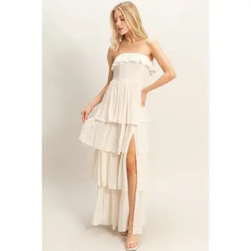 Bella Cream Ruffle Dress
