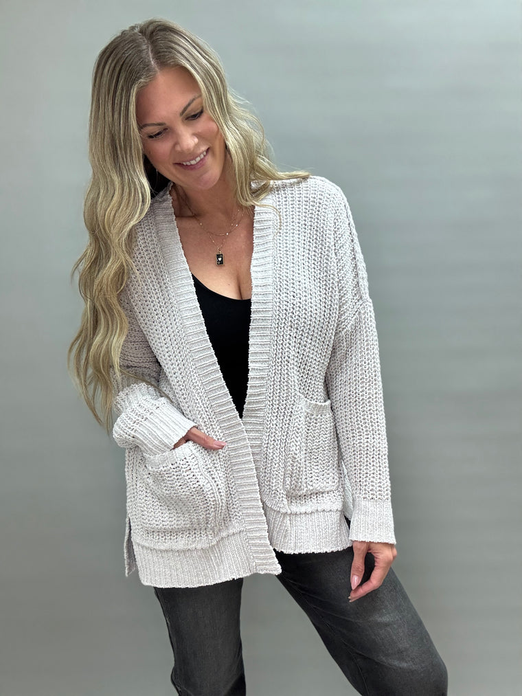 Snow Washed Chenille Cardigan