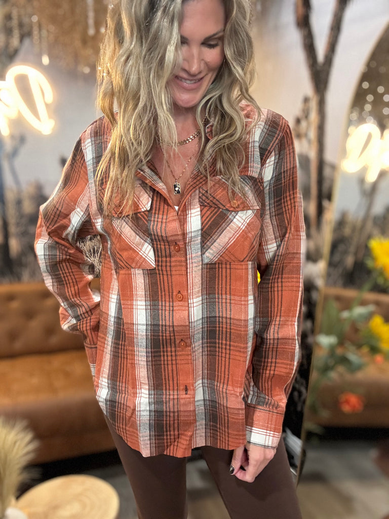 Rusty Side Slit Flannel