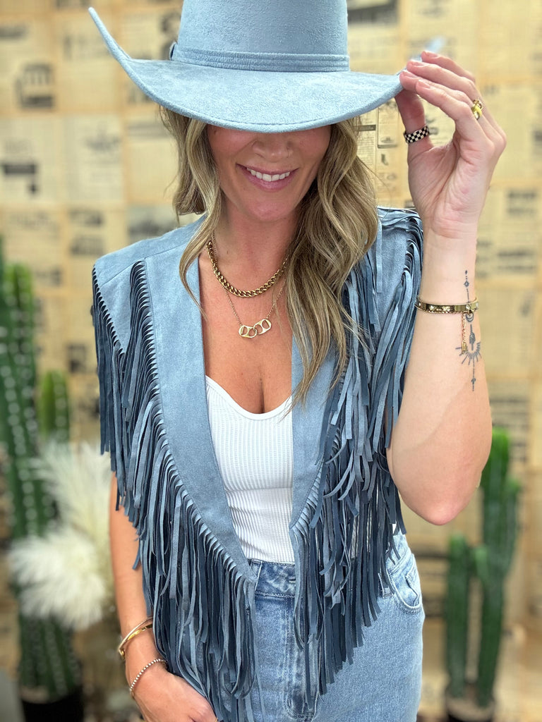 Monaco Blue Fringe Shawl