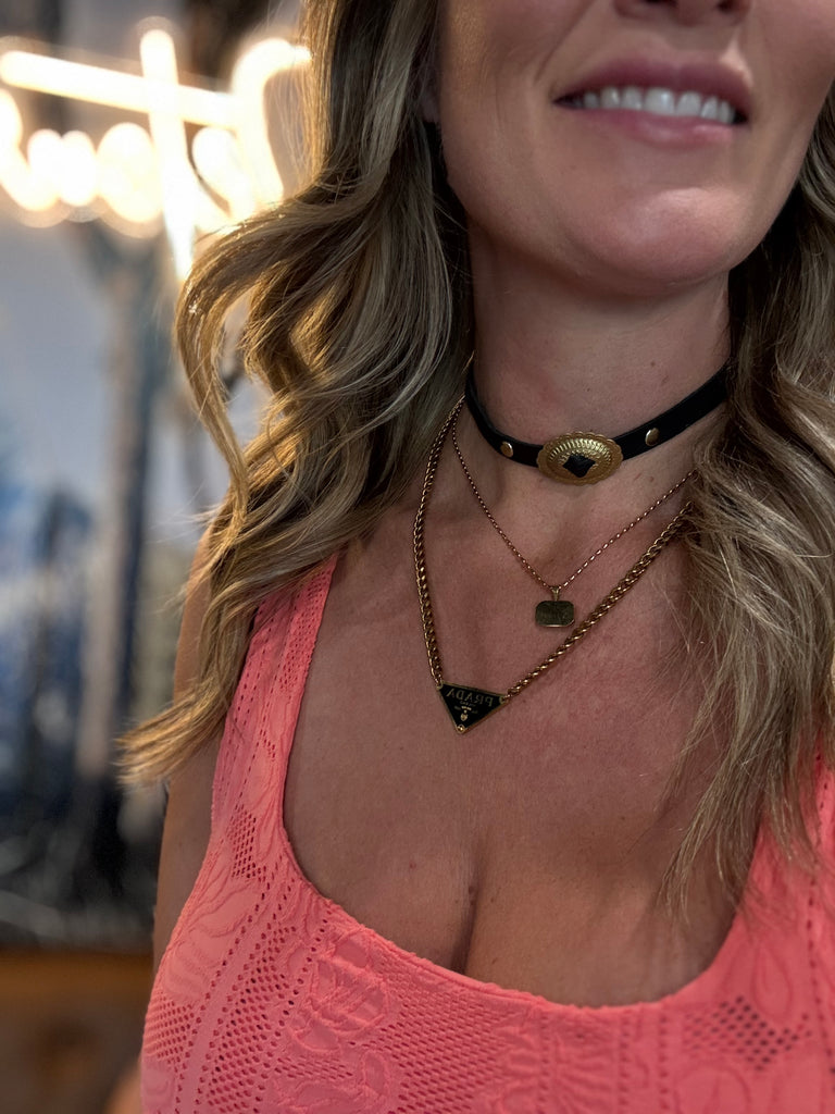 Oval Gold Concho Choker Necklaces