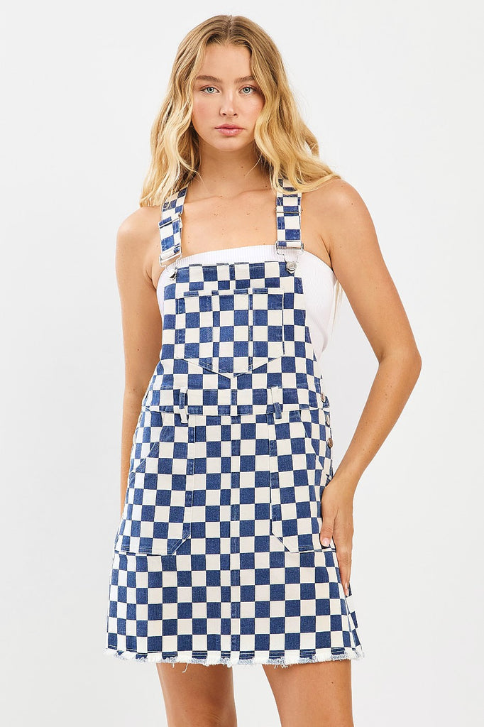 Navy Checkered Overall Skirt