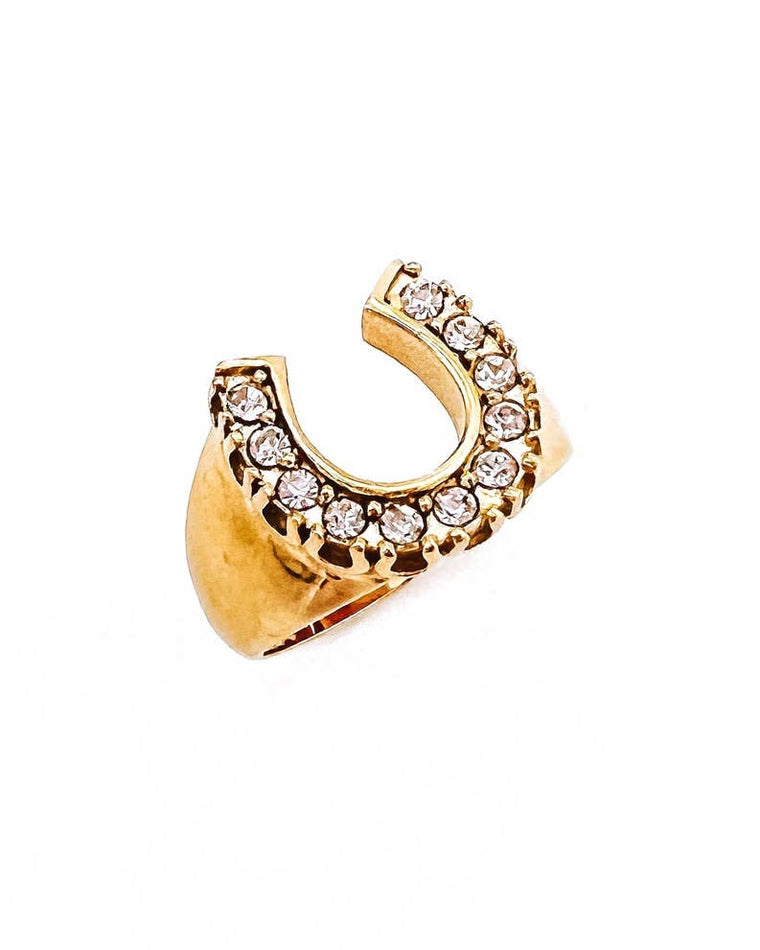 Relvi Horseshoe Ring: CRYSTAL / 8
