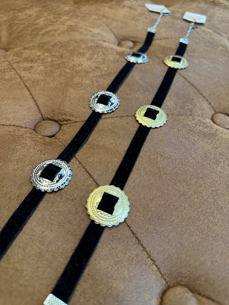 Sun Dial Concho Choker Necklaces