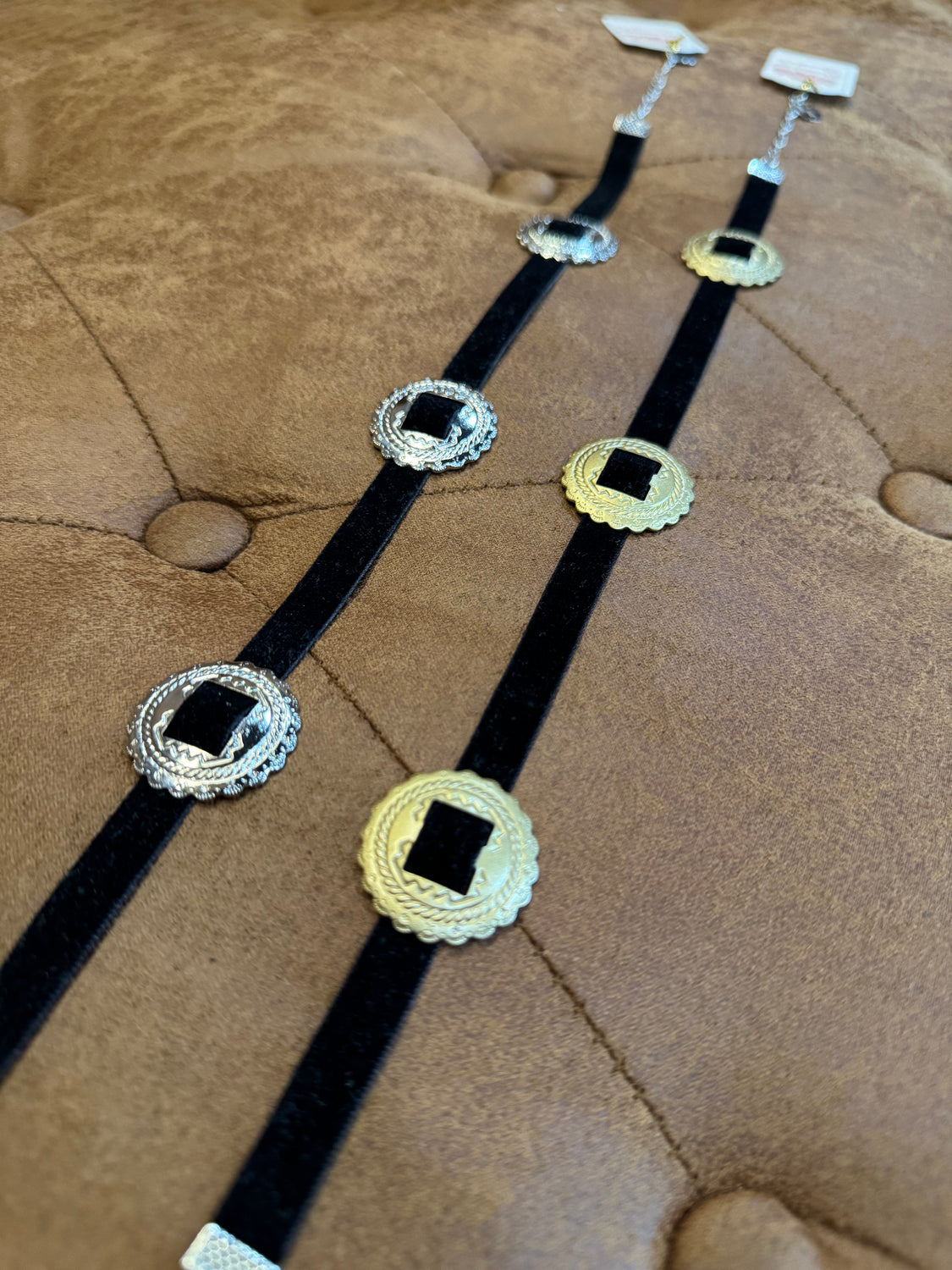 Sun Dial Concho Choker Necklaces