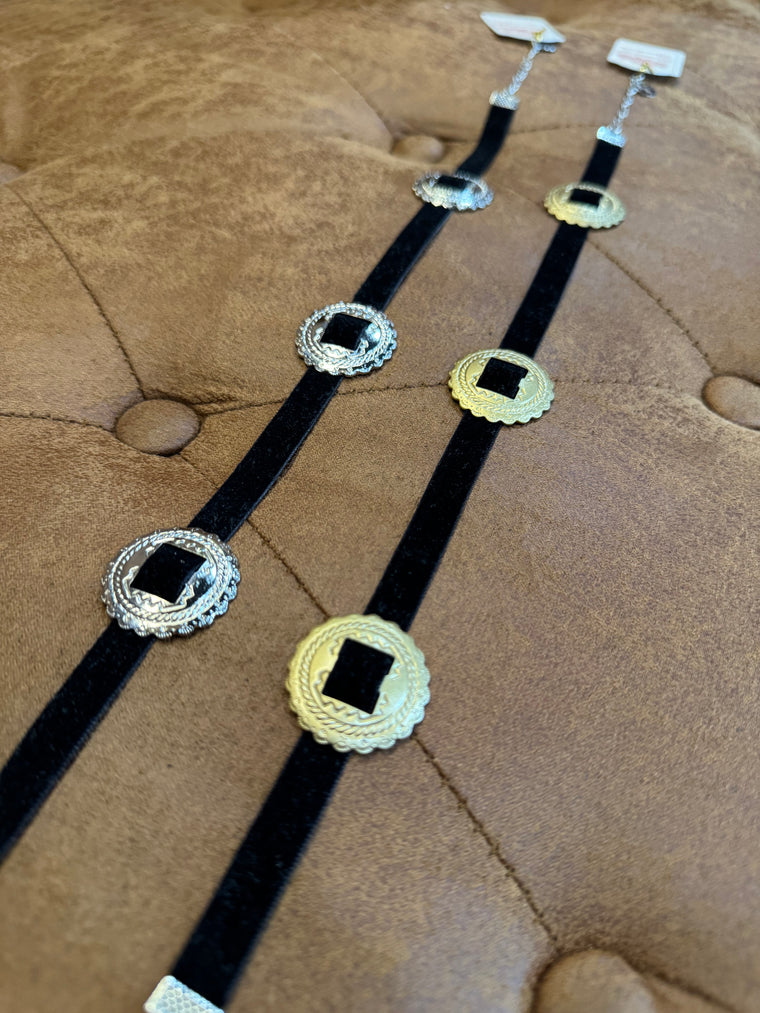 Sun Dial Concho Choker Necklaces