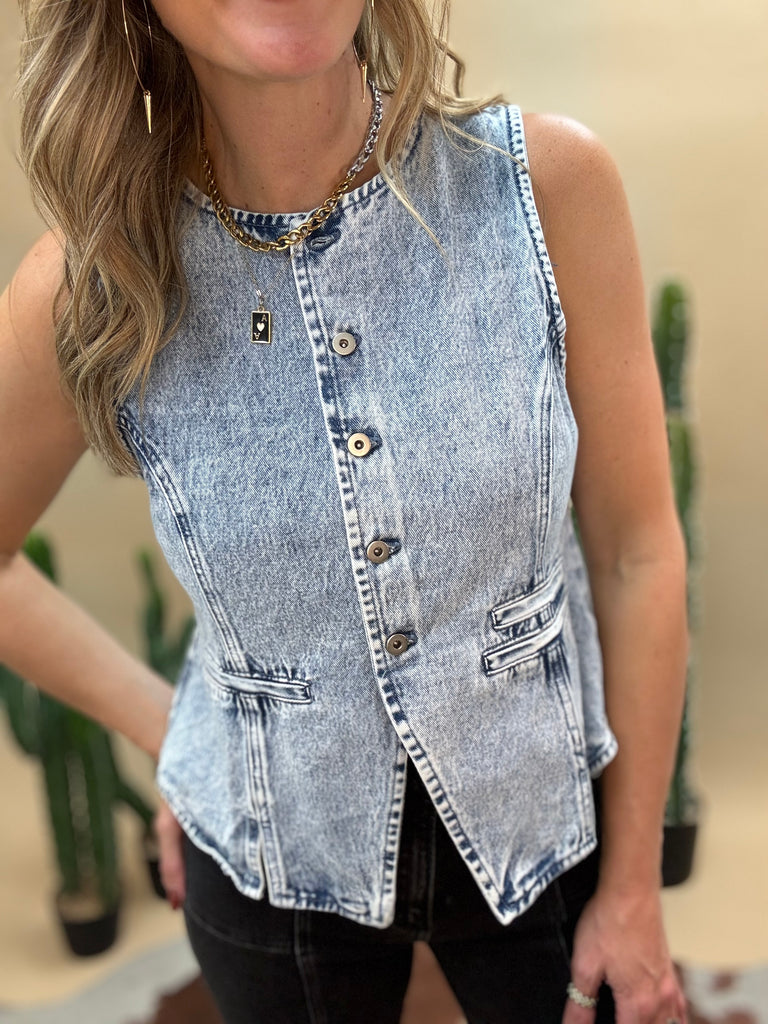 Washed Denim Vest
