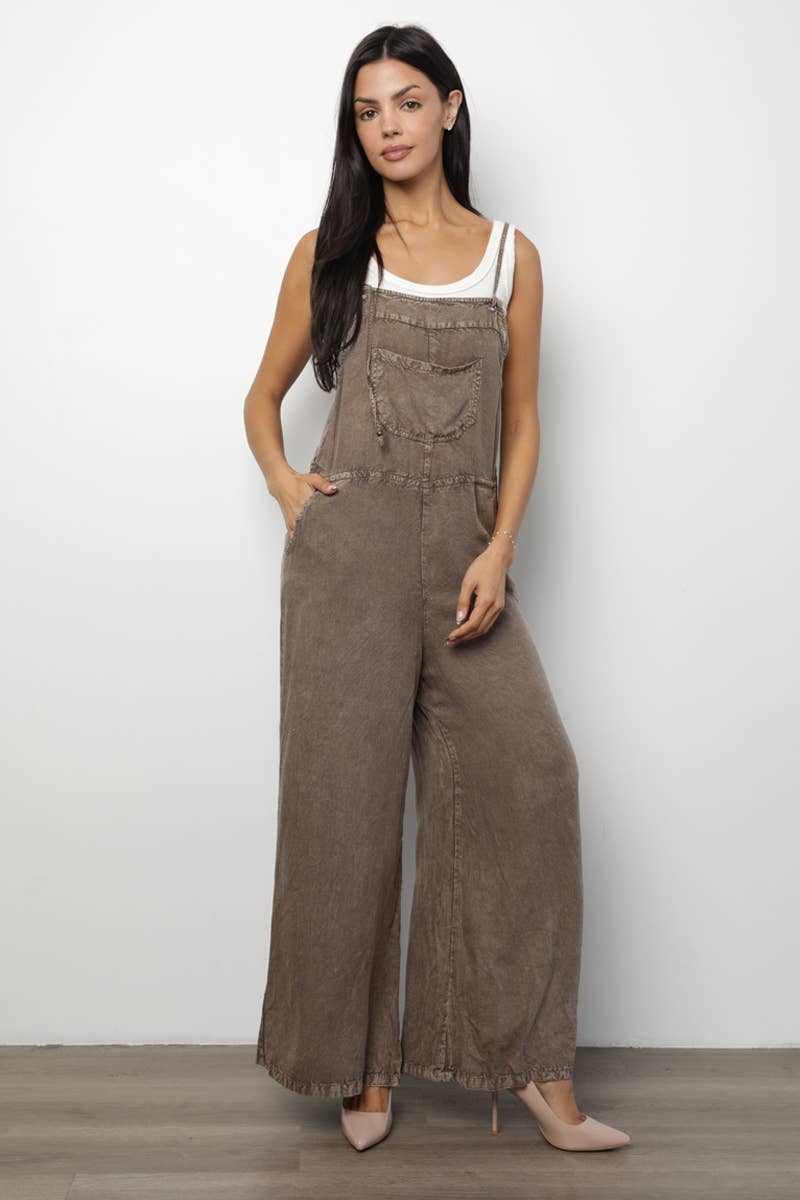 Lauren Wide Leg Mocha Overalls
