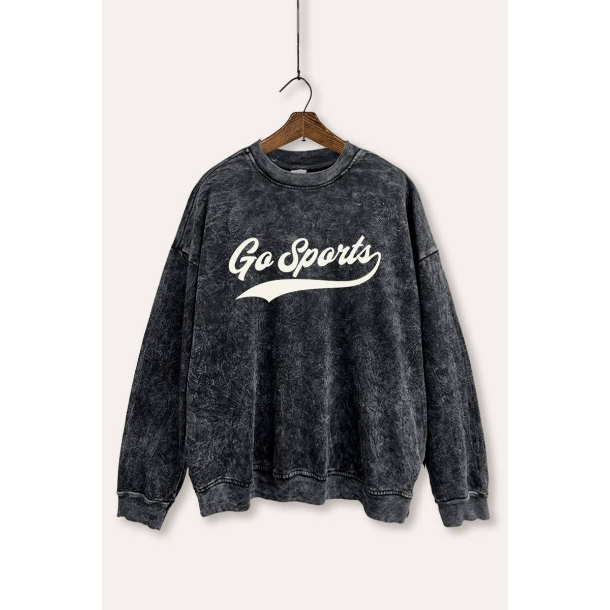 Go Sports Varsity Typography Mineral Wash Sweatshirt