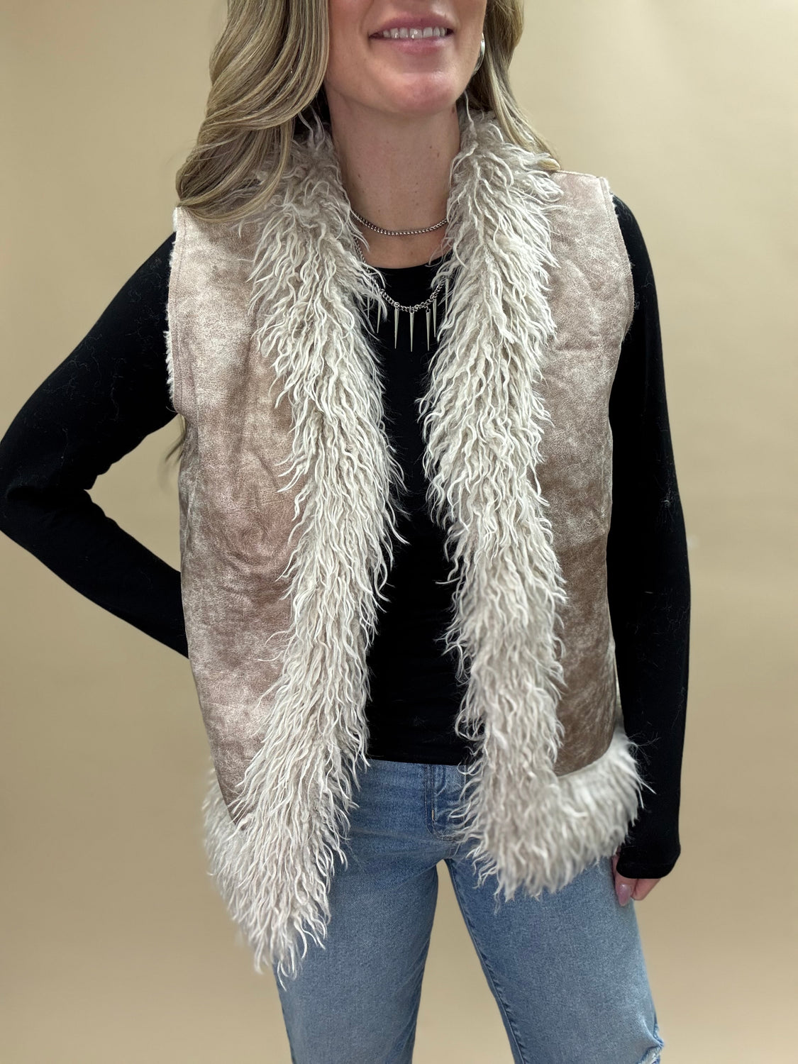 Sherpa Suede Boho Vest