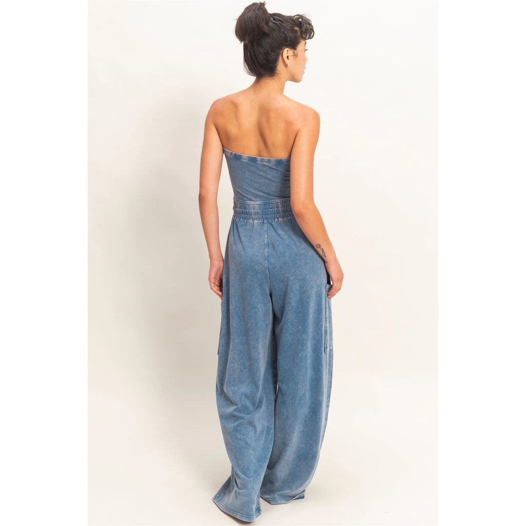 Navy Strapless Jumpsuit
