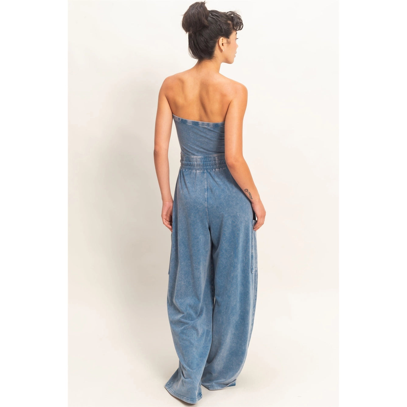 Navy Strapless Jumpsuit