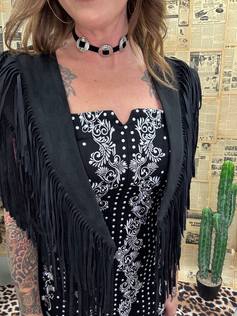 Monaco Black Fringe Shawl