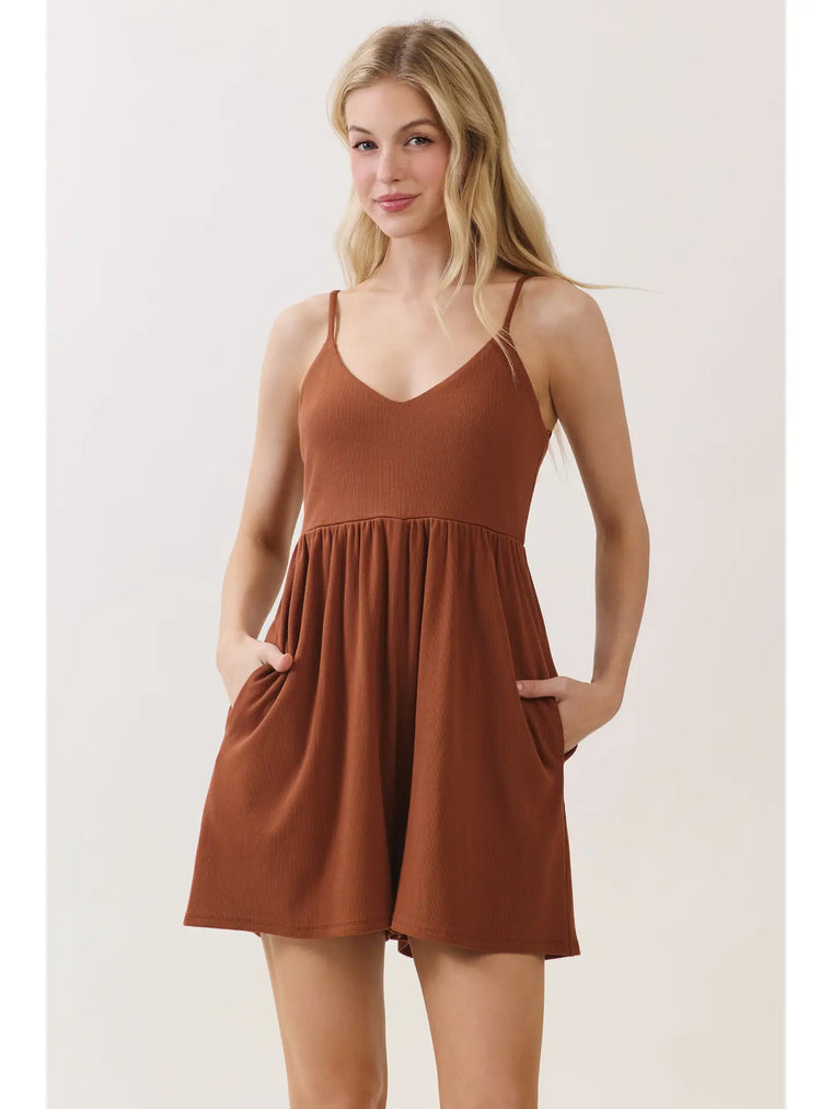 Ribbed Rust Romper