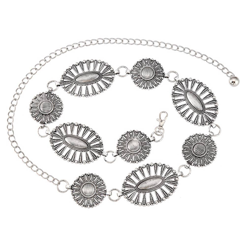Silver Medallion Concho Chain Belt