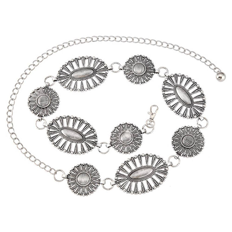 Silver Medallion Concho Chain Belt