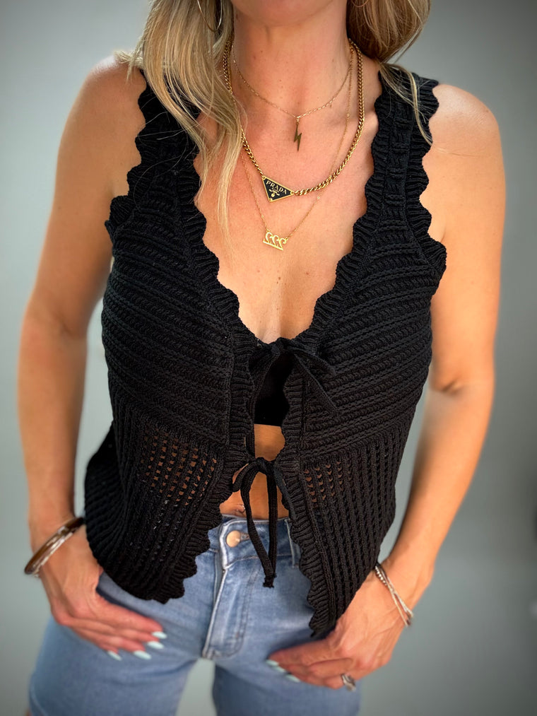 Black Crochet Vest