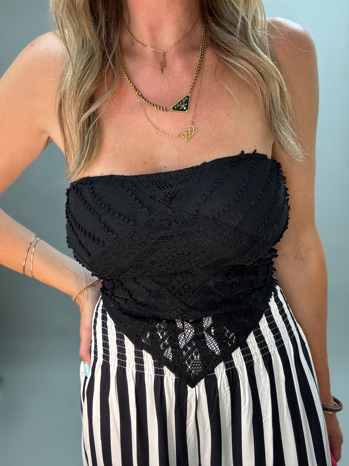 Lace Bandana Tube Top Black