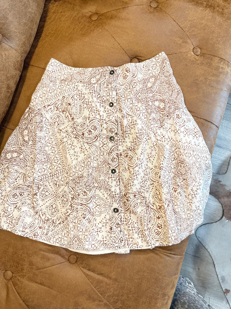 Paisley Button Down Skirt