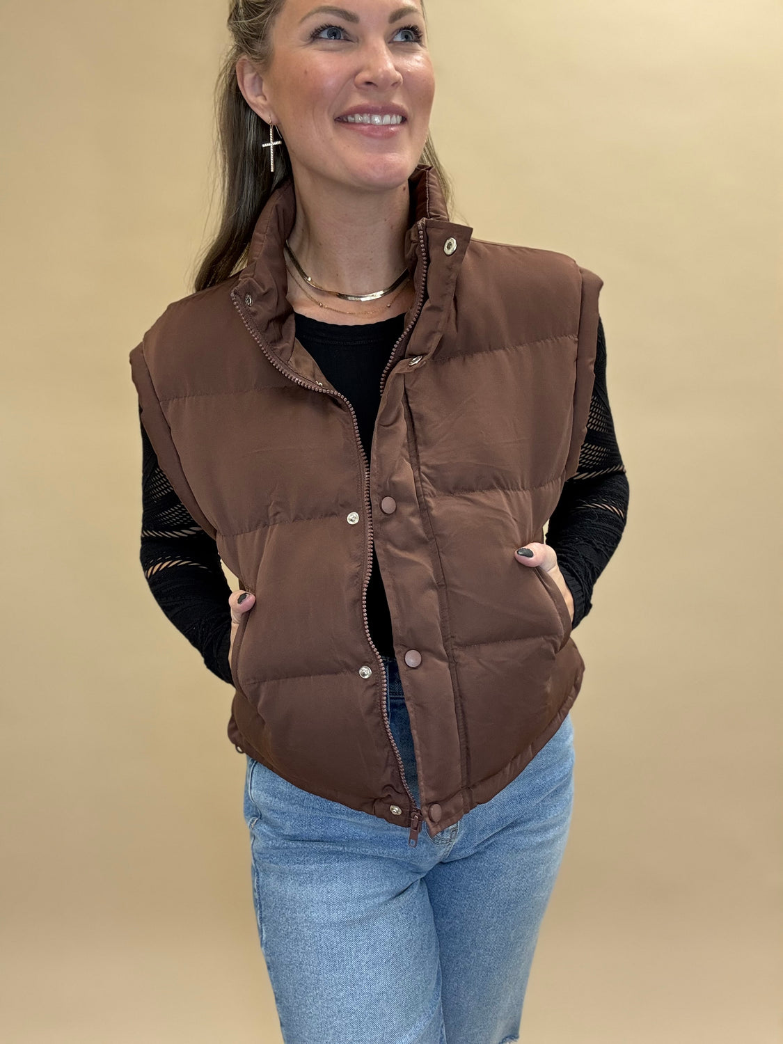 Quilted Chocolate Puffer Vest