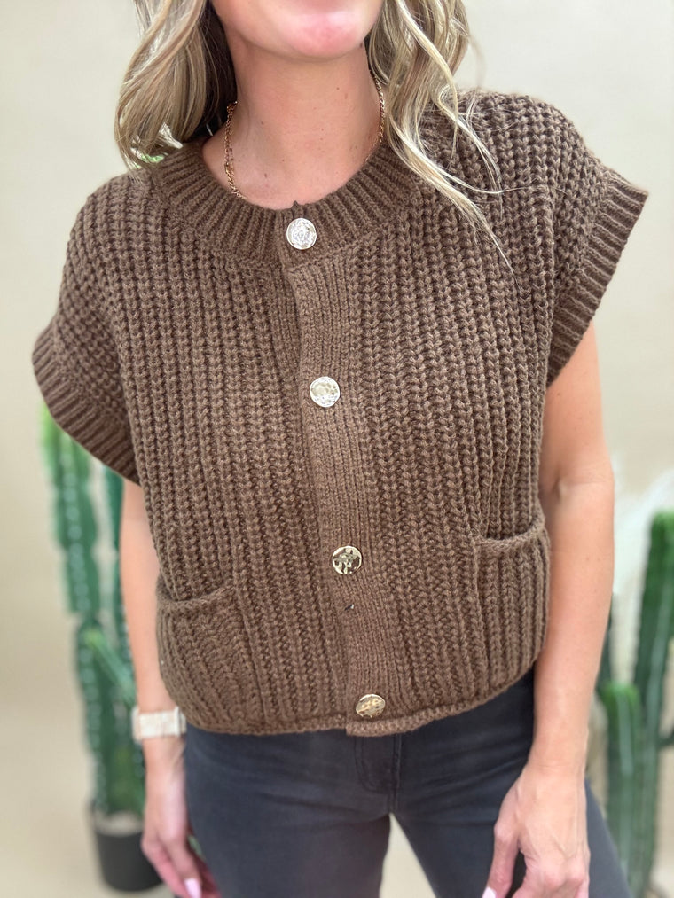 Gold Button Sweater Top