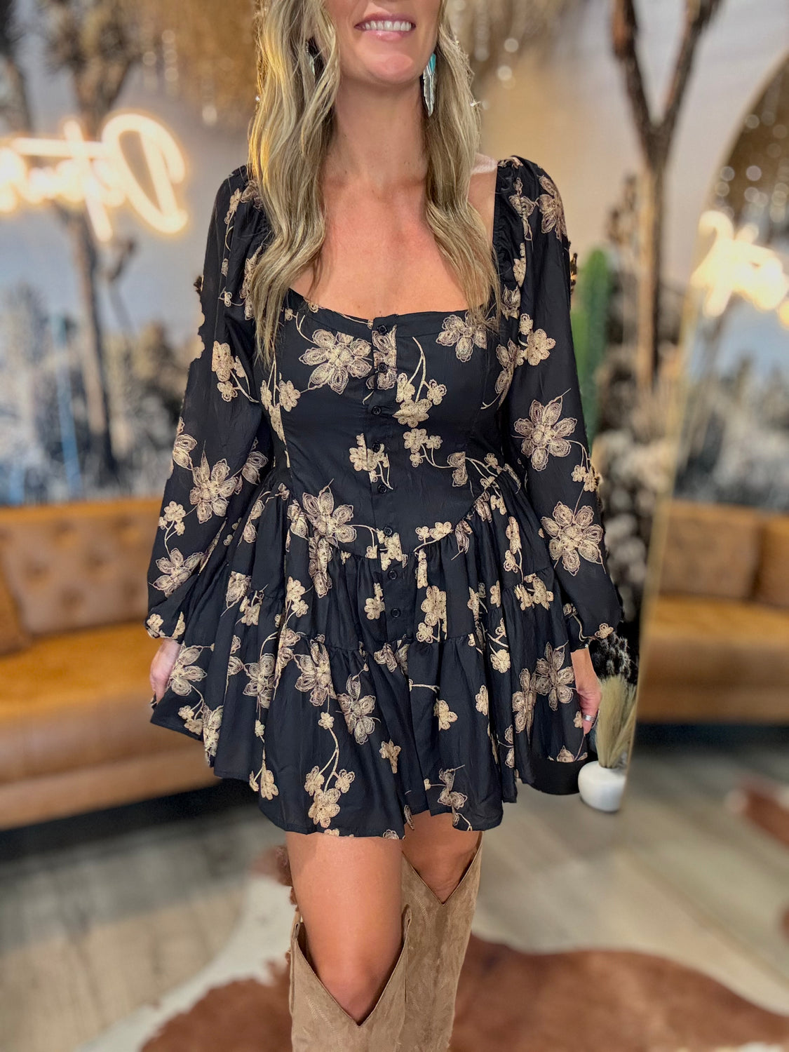 Solstice Bubble-Sleeve Ruffle Romper