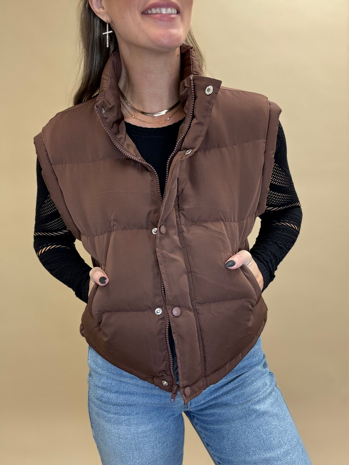 Quilted Chocolate Puffer Vest