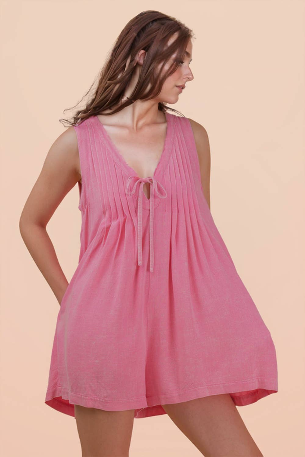 Posey Pink Pleated Romper