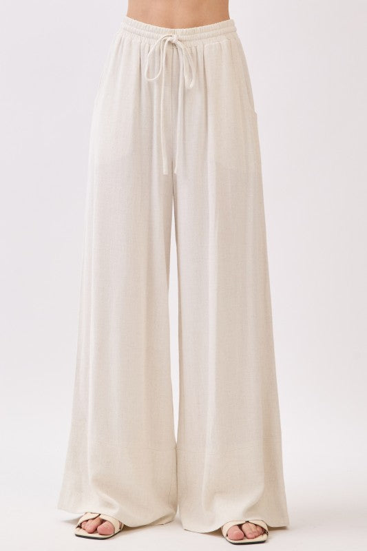 Oat Linen Wide Leg Pant Set