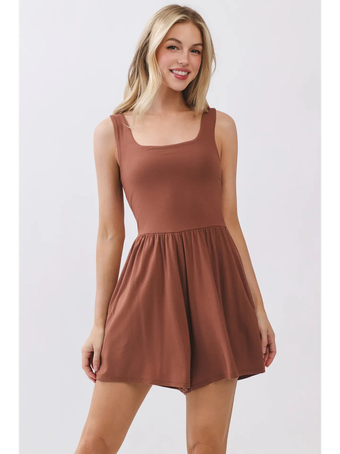 Wide Strap Almond Romper