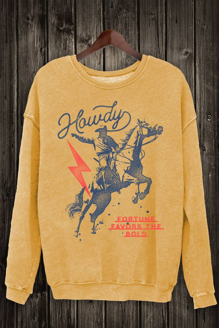 Howdy Lightening Bolt Pullover Sweatshirt