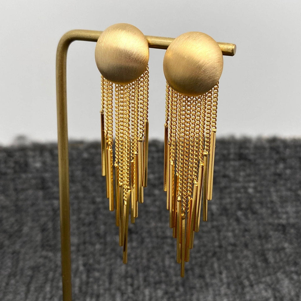 Gold Fringe Matte Earrings